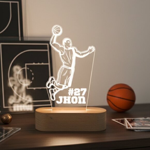 Personalized Basketball Night Light – Custom LED Lamp for Sports Fans - Picture 8 of 8